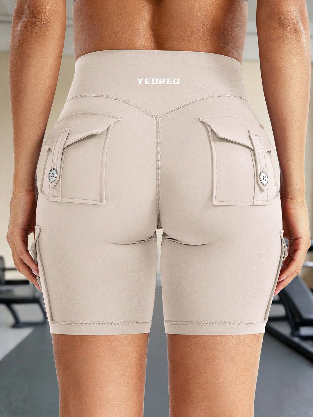 Clean & Professional (Recommended)  Women's High Waisted 8" Biker Shorts with Cargo Pockets