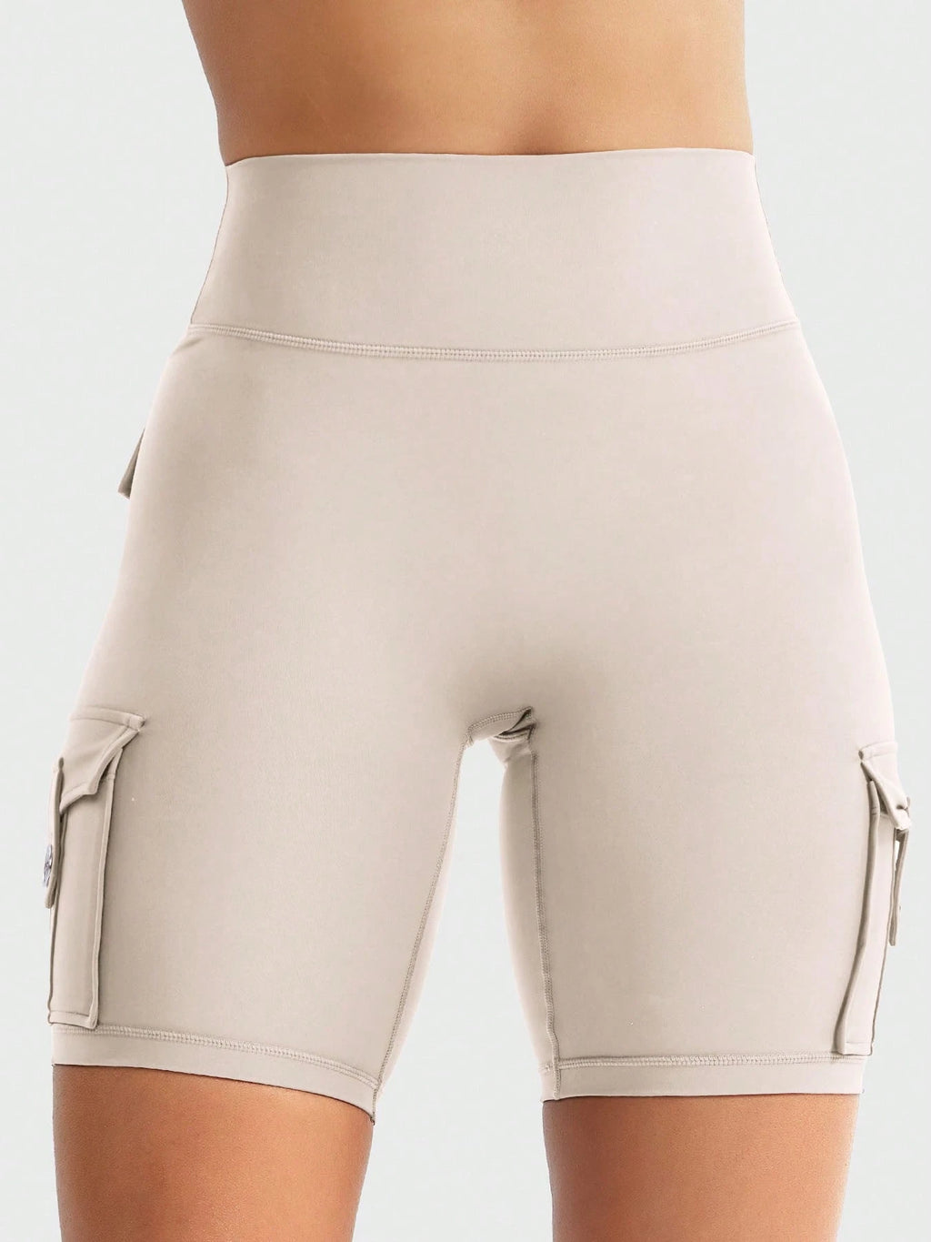 Clean & Professional (Recommended)  Women's High Waisted 8" Biker Shorts with Cargo Pockets
