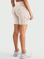 Clean & Professional (Recommended)  Women's High Waisted 8" Biker Shorts with Cargo Pockets