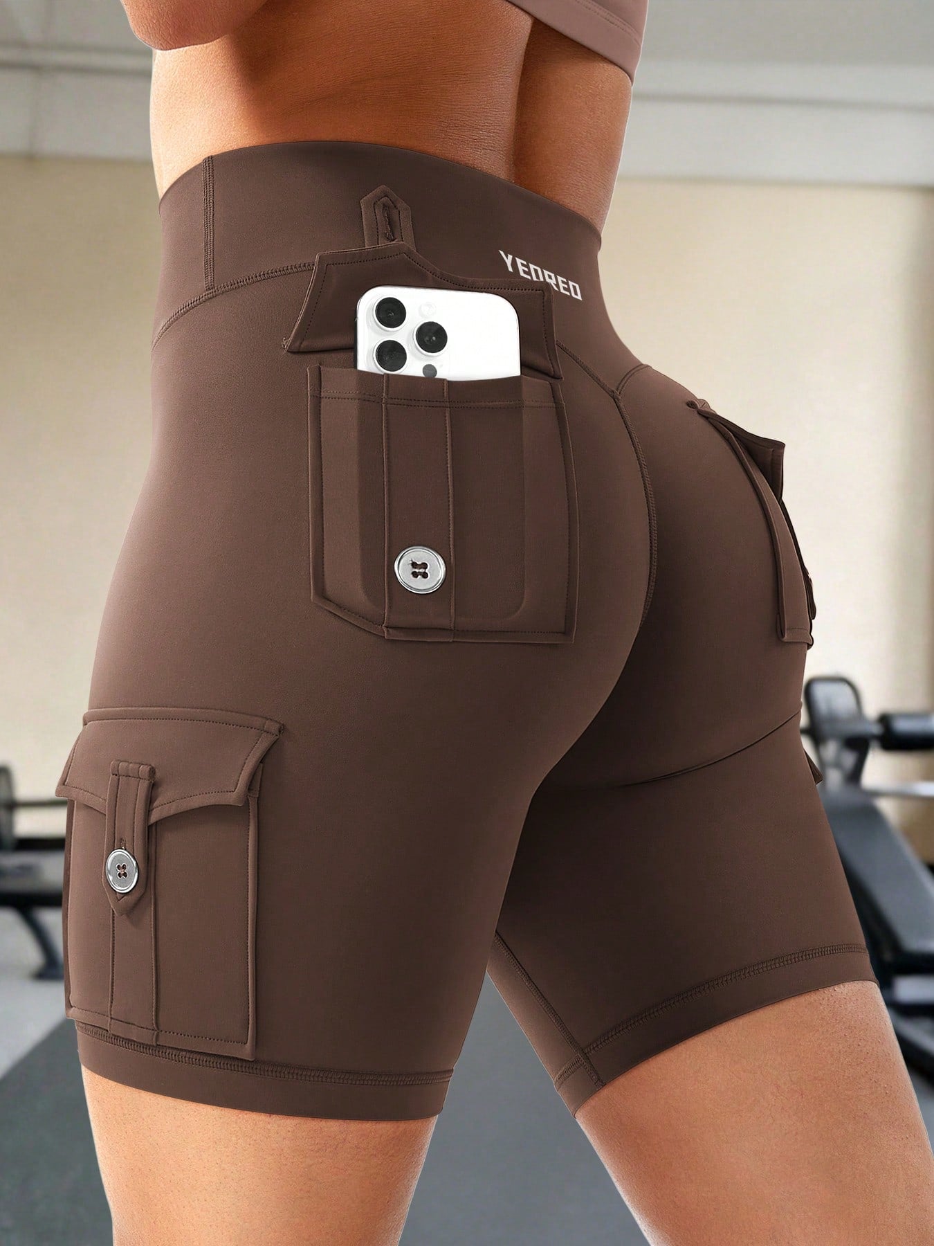 Clean & Professional (Recommended)  Women's High Waisted 8" Biker Shorts with Cargo Pockets
