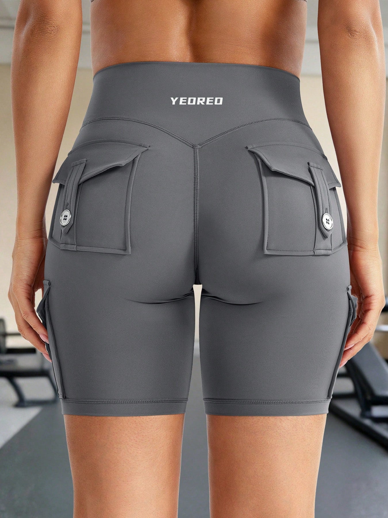 Clean & Professional (Recommended)  Women's High Waisted 8" Biker Shorts with Cargo Pockets