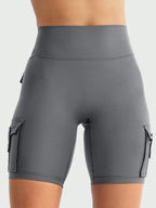 Clean & Professional (Recommended)  Women's High Waisted 8" Biker Shorts with Cargo Pockets