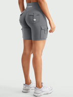Clean & Professional (Recommended)  Women's High Waisted 8" Biker Shorts with Cargo Pockets