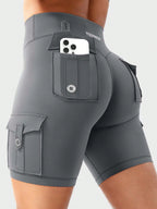 Clean & Professional (Recommended)  Women's High Waisted 8" Biker Shorts with Cargo Pockets