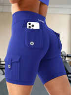 Clean & Professional (Recommended)  Women's High Waisted 8" Biker Shorts with Cargo Pockets
