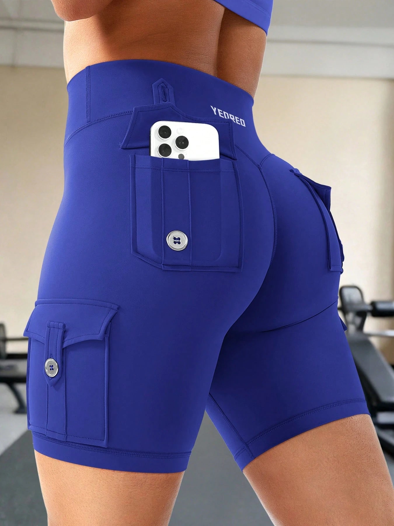 Clean & Professional (Recommended)  Women's High Waisted 8" Biker Shorts with Cargo Pockets
